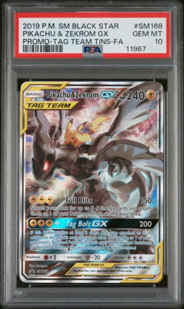 2019 POKEMON SM BLACK STAR PROMO #SM168 PIKACHU & ZEKROM GX PROMO-TAG TEAM TINS-FA